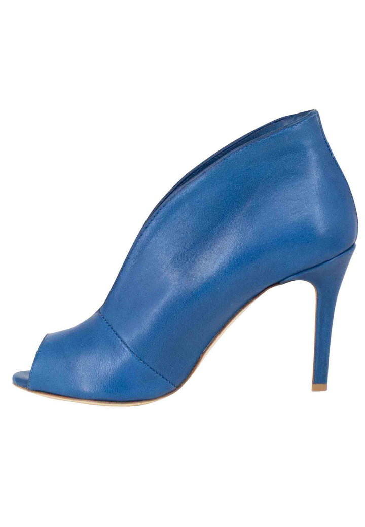 Spatarella Stivaletti open toe donna in pelle blu denim tacco alto Smaltimento dello stoccaggio
