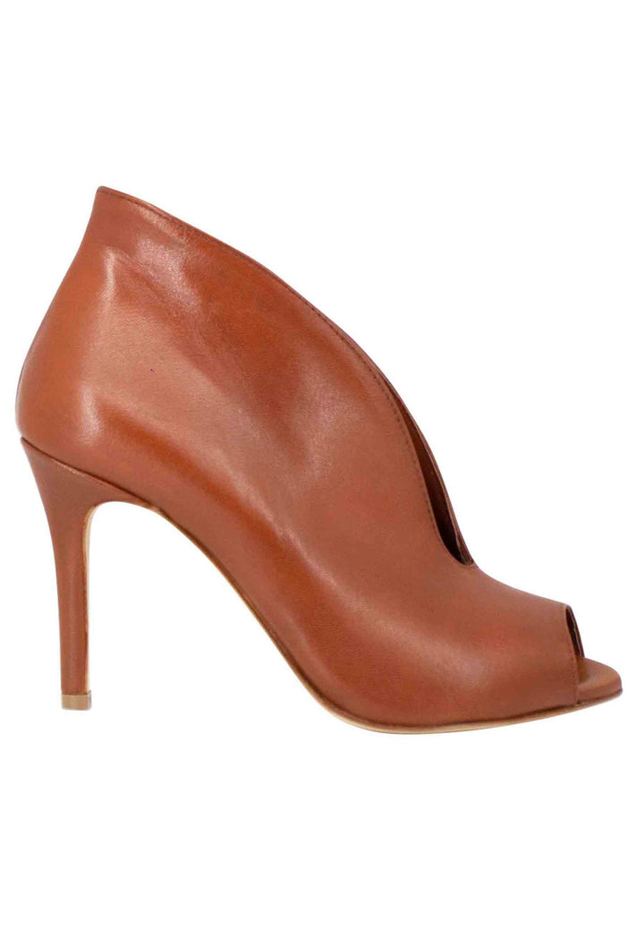 Spatarella Stivaletti open toe donna in pelle cuoio tacco alto Vendita calda