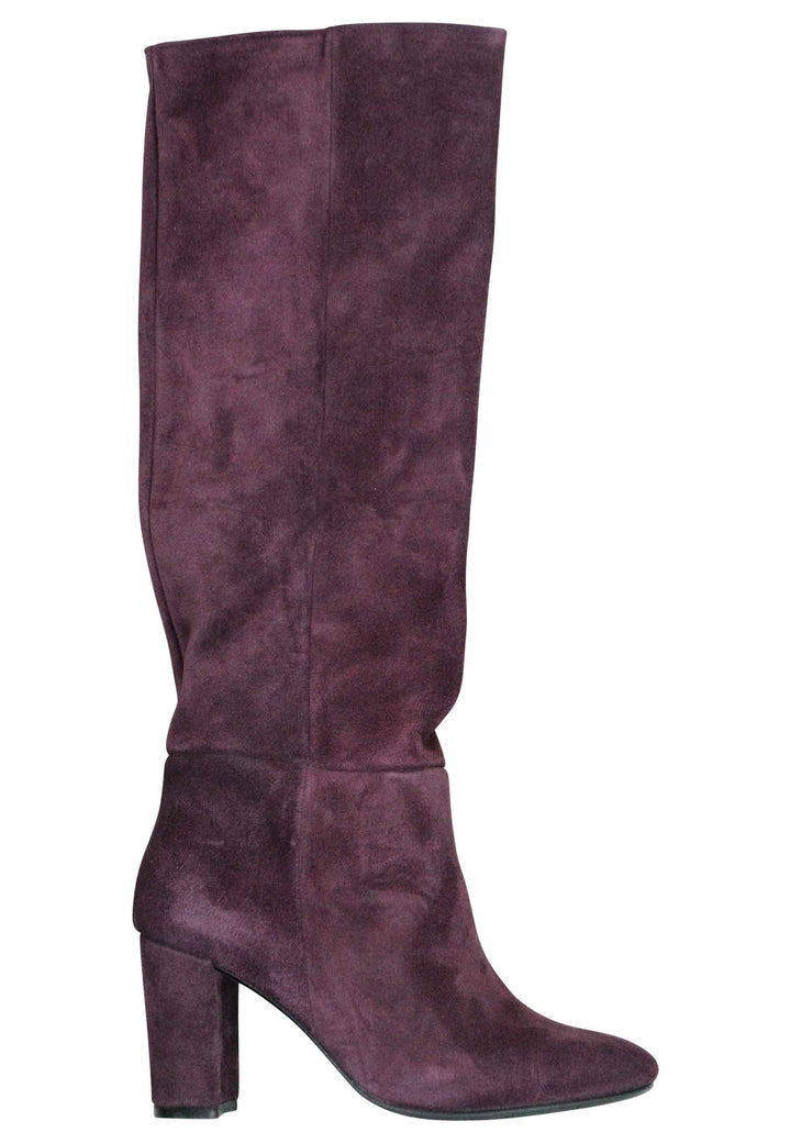 Spatarella Stivali a tubo donna in camoscio bordeaux tacco alto punta tonda Offerta migliore