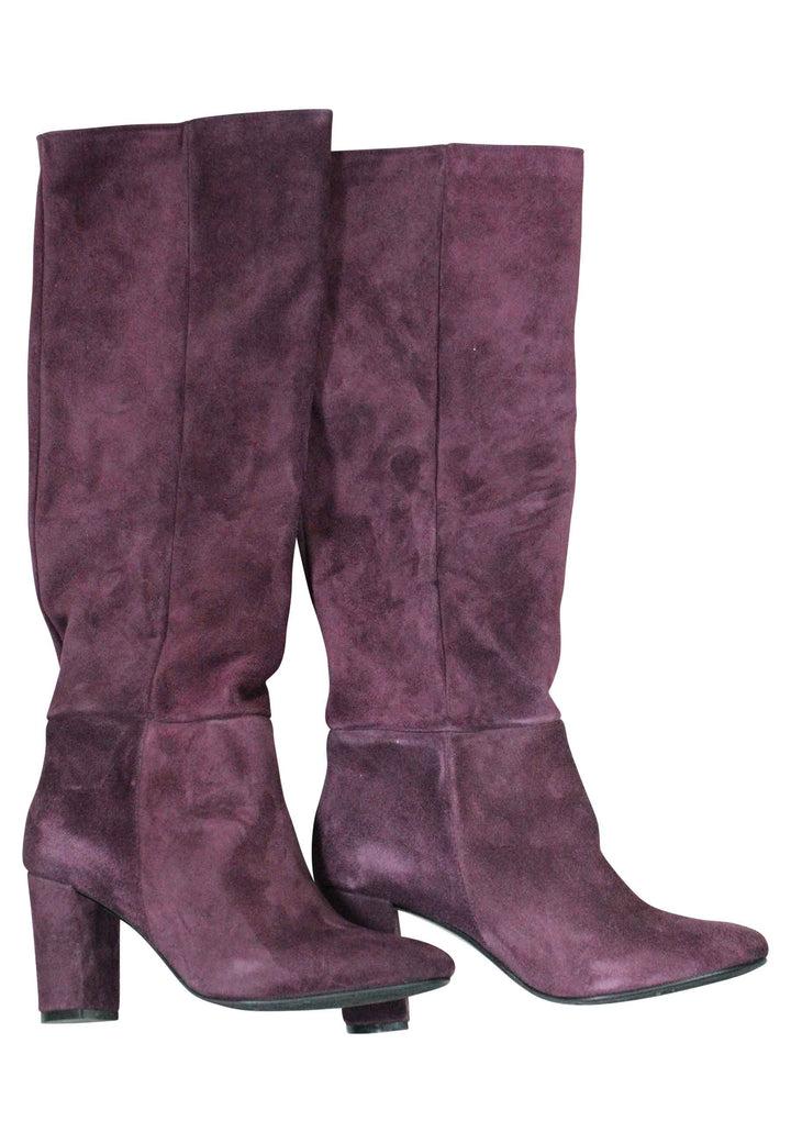 Spatarella Stivali a tubo donna in camoscio bordeaux tacco alto punta tonda Offerta migliore