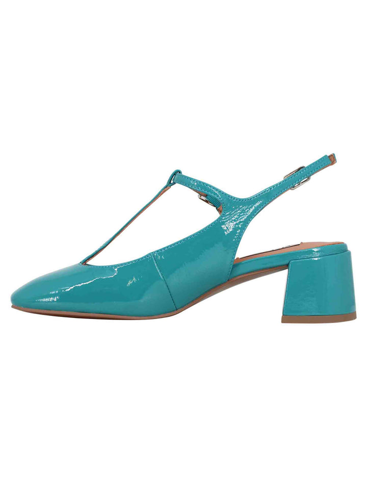 Spatarella Decollete slingback donna in vernice turchese con doppio cinturino Mignon Offerte esclusive