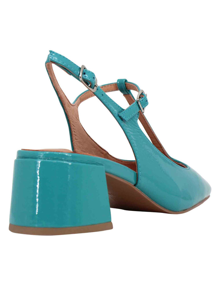 Spatarella Decollete slingback donna in vernice turchese con doppio cinturino Mignon Offerte esclusive