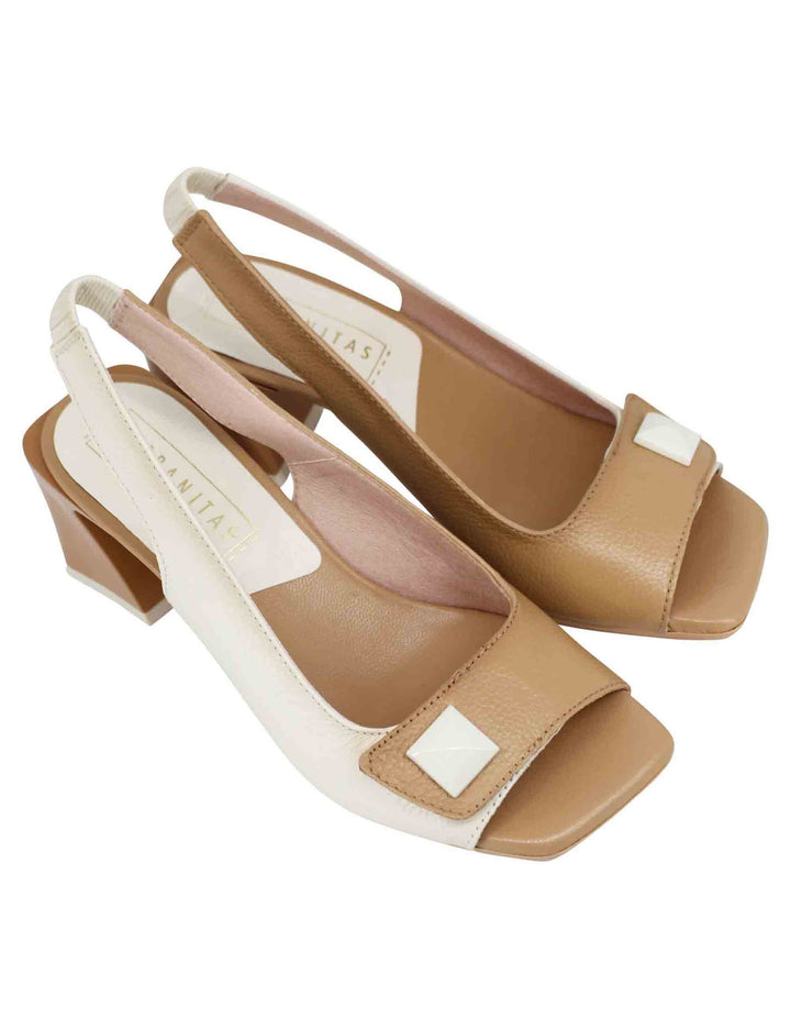 Spatarella Sandali slingback donnain pelle panna con fibbia laterale Lightning offer
