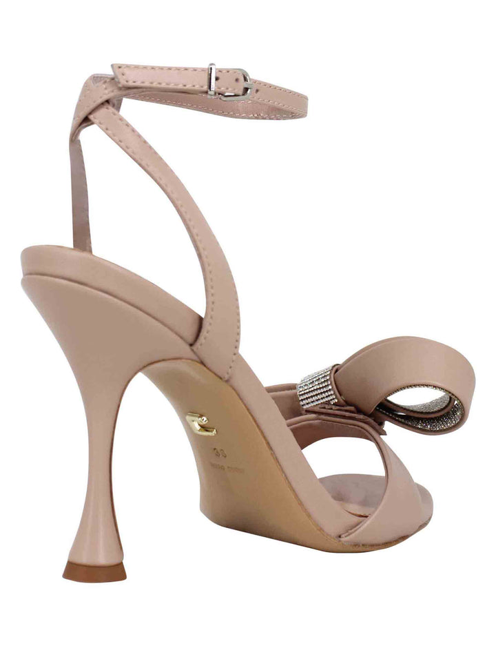 Spatarella Sandali donna in vernice nude con fiocco di strass tacco alto e cinturino alla caviglia Ruth Grandi sconti