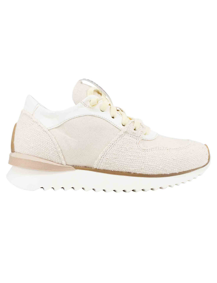 Spatarella Sneakers donna in pelle e tessuto beige Bestseller