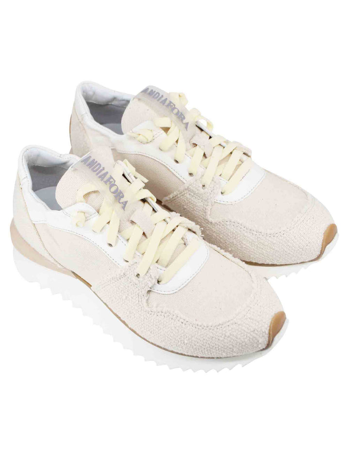 Spatarella Sneakers donna in pelle e tessuto beige Bestseller