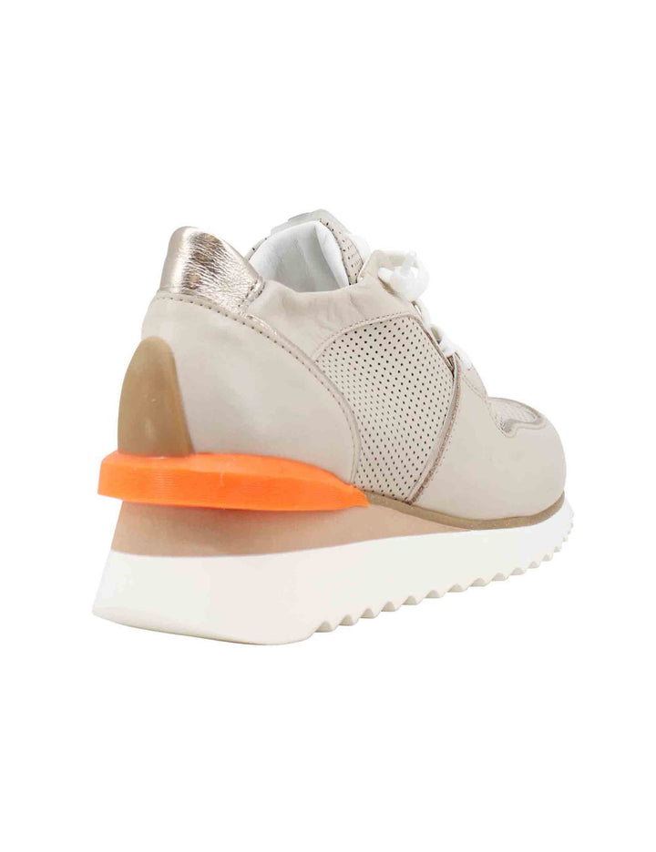 Spatarella Sneakers donna in pelle beige con zeppa interna Offerte stagionali