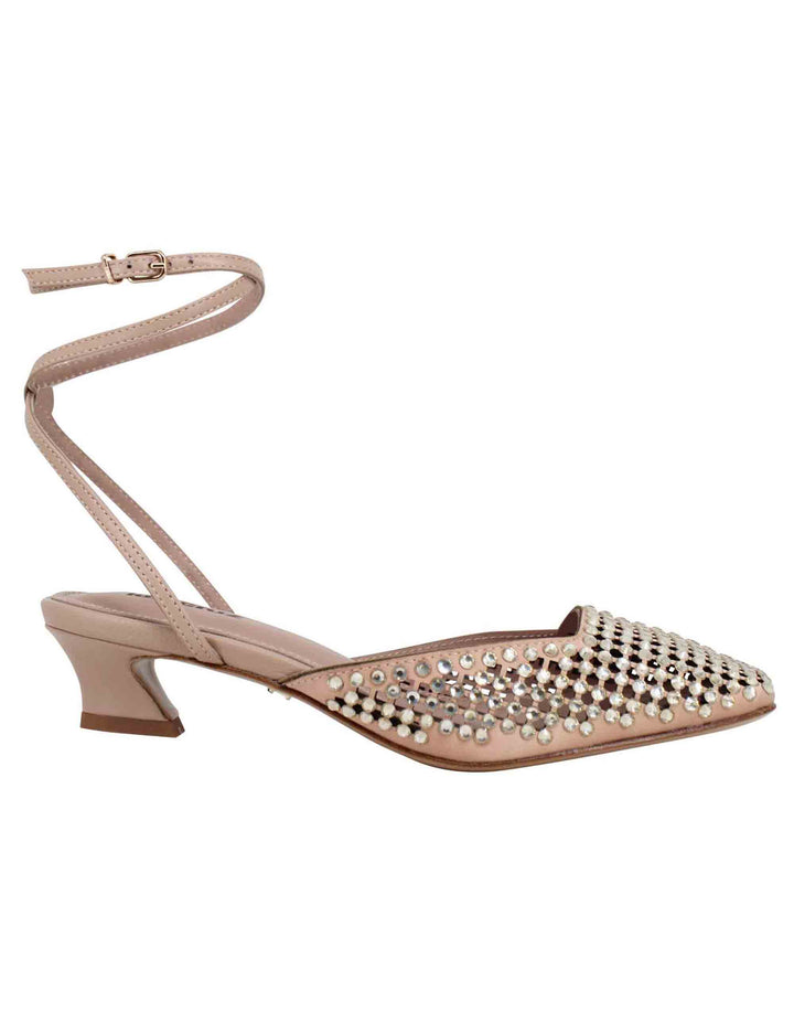 Spatarella Sandali slingback donna in pelle nude con strass e tacco basso Pia Offerte giornaliere