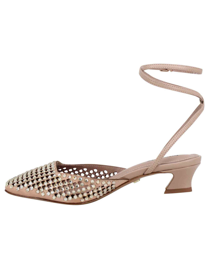 Spatarella Sandali slingback donna in pelle nude con strass e tacco basso Pia Offerte giornaliere