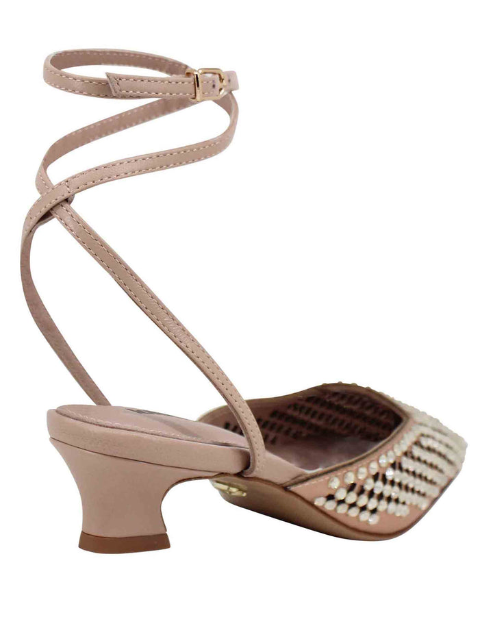 Spatarella Sandali slingback donna in pelle nude con strass e tacco basso Pia Offerte giornaliere