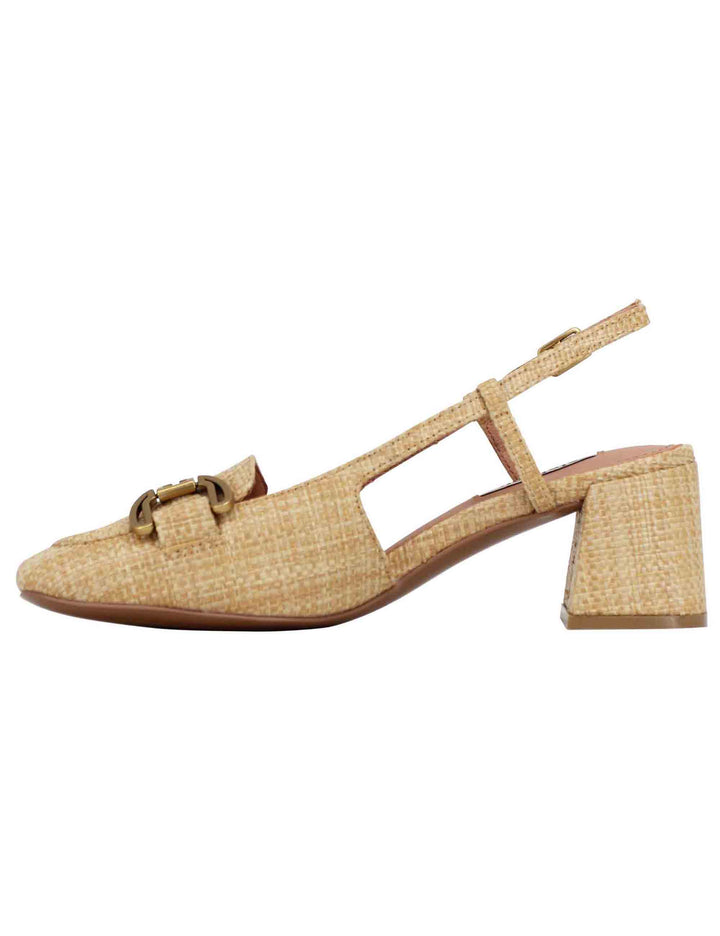 Spatarella Decollete slingback donna in tessuto naturale con fibbia Renée Prezzo basso