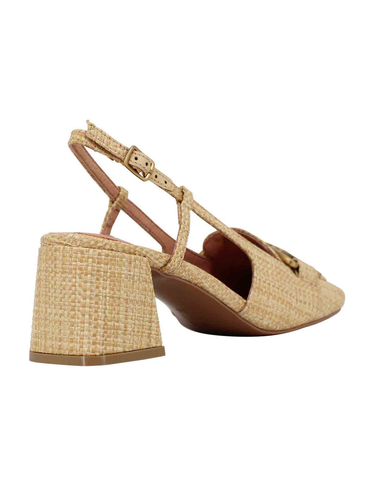 Spatarella Decollete slingback donna in tessuto naturale con fibbia Renée Prezzo basso