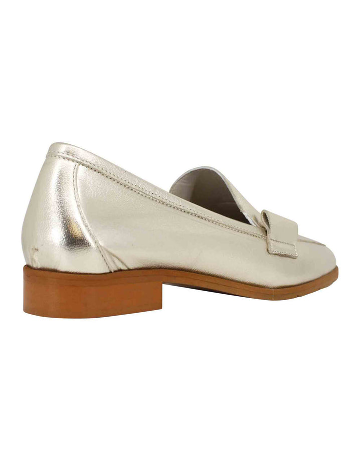 Spatarella Mocassini donna in pelle laminata platino con suola in gomma Rilascio limitato