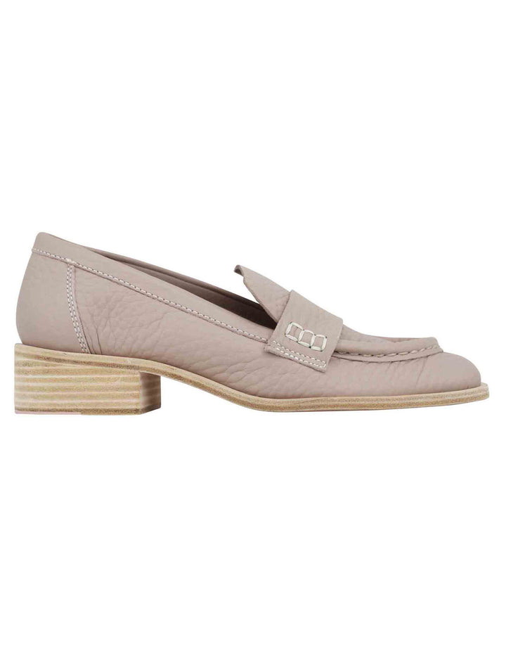 Spatarella Mocassini donna in pelle beige con vaschettone e suola in cuoio ACQUISTA ORA