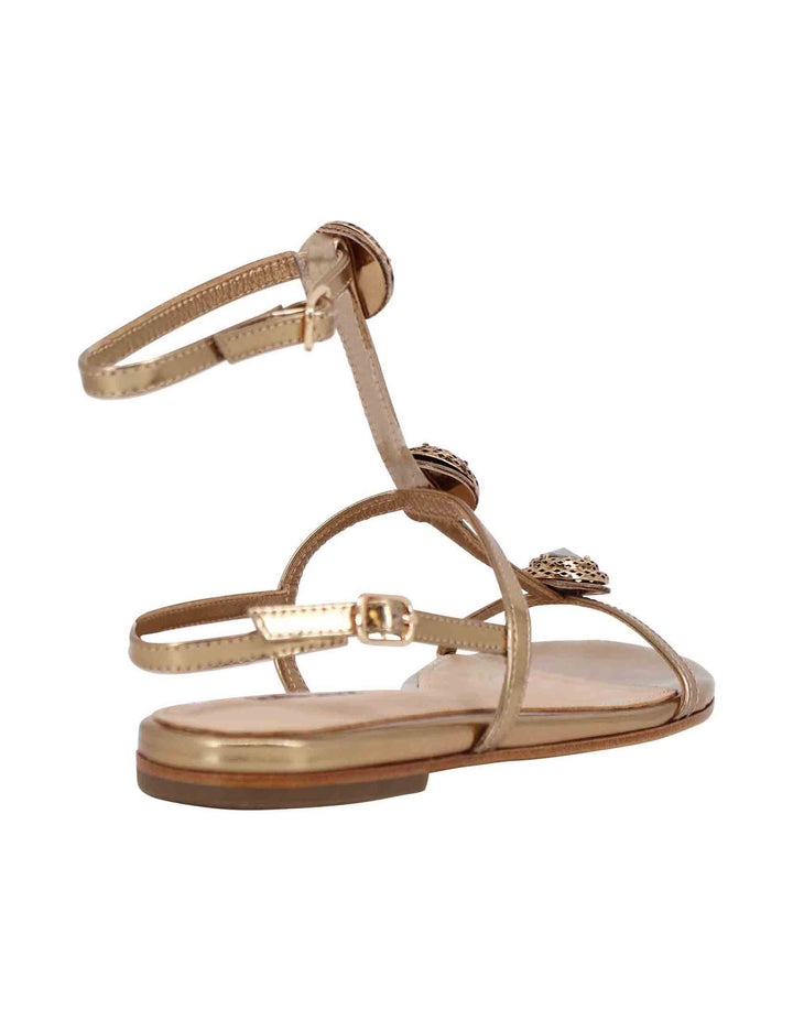 Spatarella Sandali flat slingback donna in pelle bronzo con borchie e punta quadra Lya Ultimi due giorni
