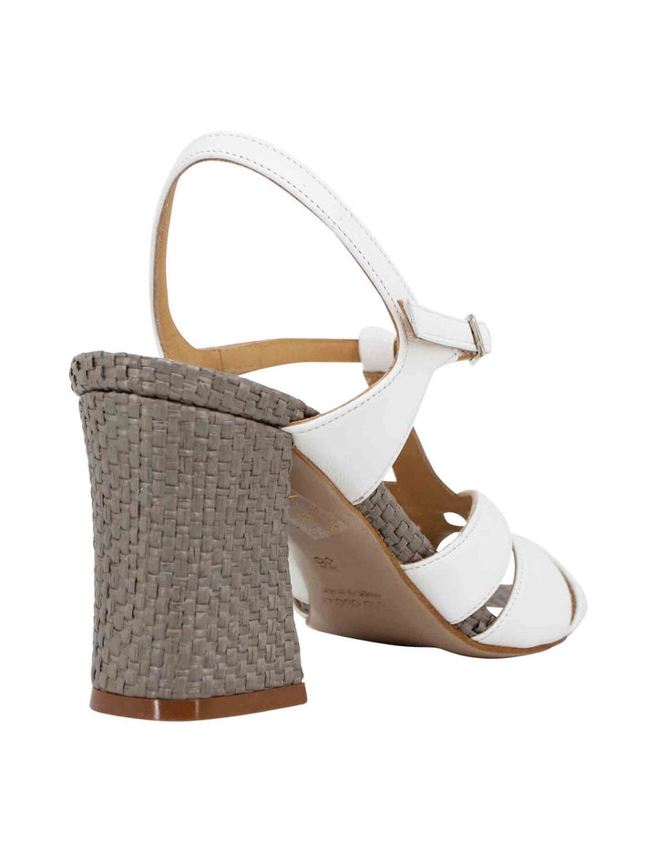 Spatarella Sandali slingback donna in pelle bianca con tacco alto Ultimo giorno