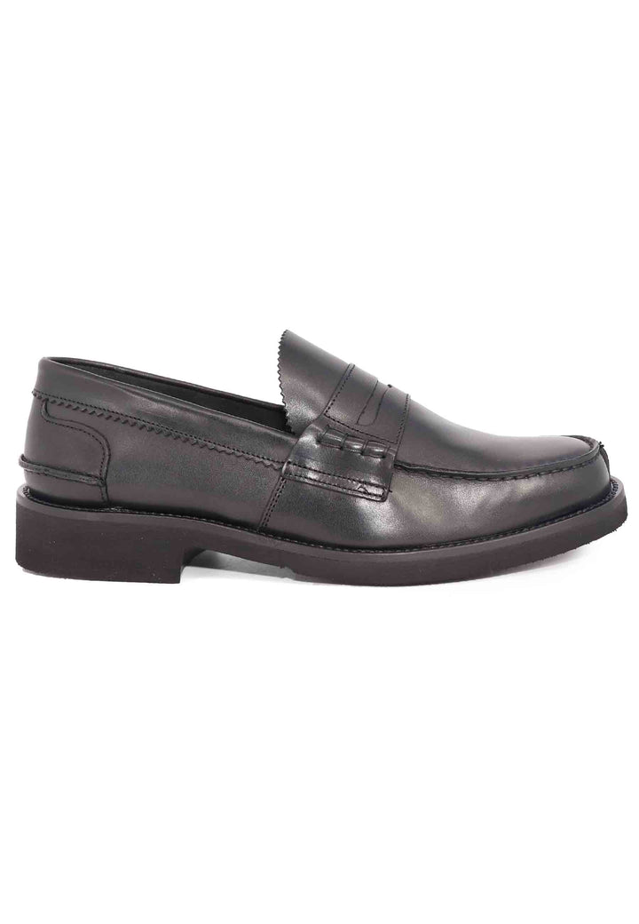 Spatarella Mocassini uomo in pelle nera con suola in gomma extra light Fino al 50% di sconto