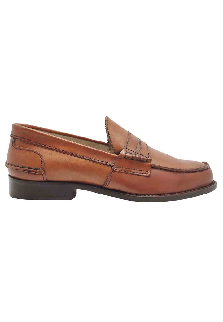 Spatarella Mocassini uomo in pelle cuoio e fondo in cuoio Fino al 65% di sconto
