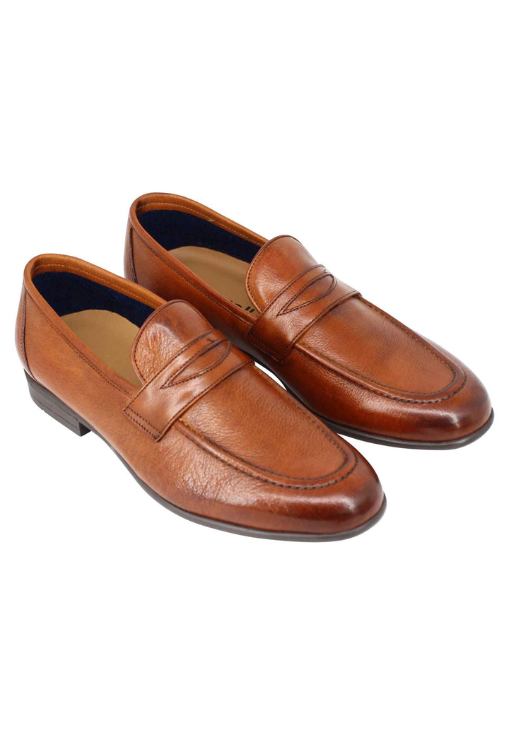 Spatarella Mocassini uomo in pelle cuoio con suola in gomma Only for today