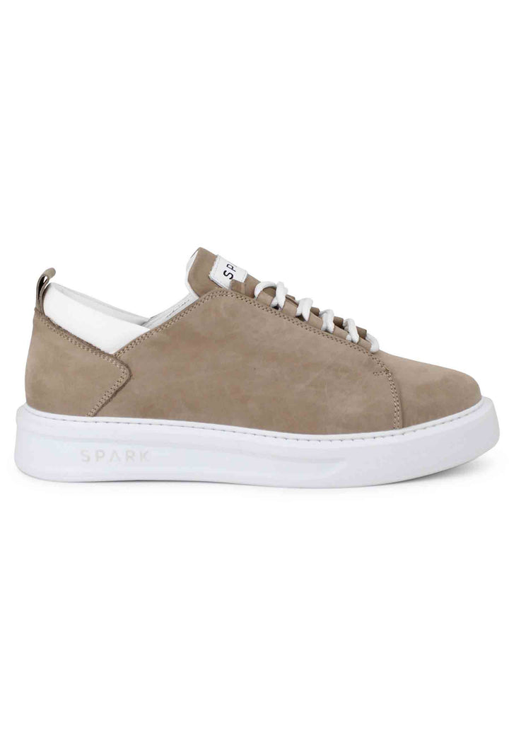Spatarella Sneakers uomo in pelle sabbia con suola alta 50% di sconto con spedizione gratuita