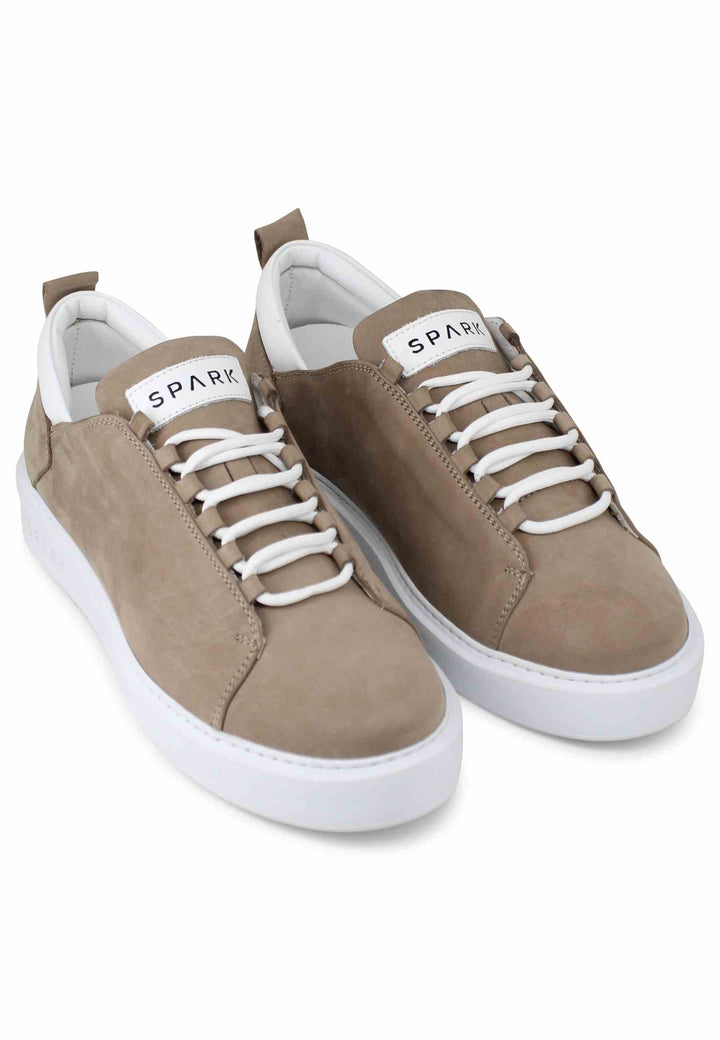 Spatarella Sneakers uomo in pelle sabbia con suola alta 50% di sconto con spedizione gratuita