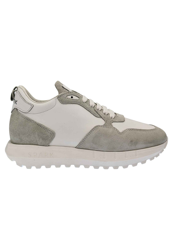 Spatarella Sneakers uomo in pelle e tessuto of white con fondo alto in gomma Officina