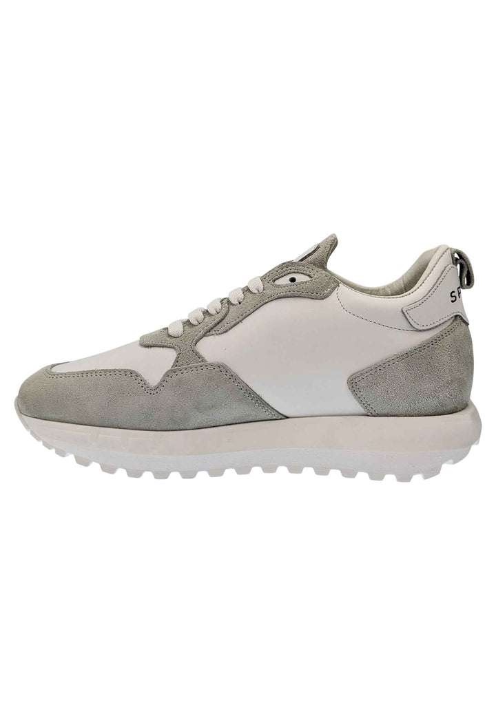 Spatarella Sneakers uomo in pelle e tessuto of white con fondo alto in gomma Officina