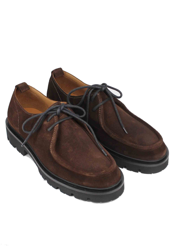 Spatarella Stringate uomo in camoscio testa di moro con vaschetta cucita 50% di sconto per tempo limitato