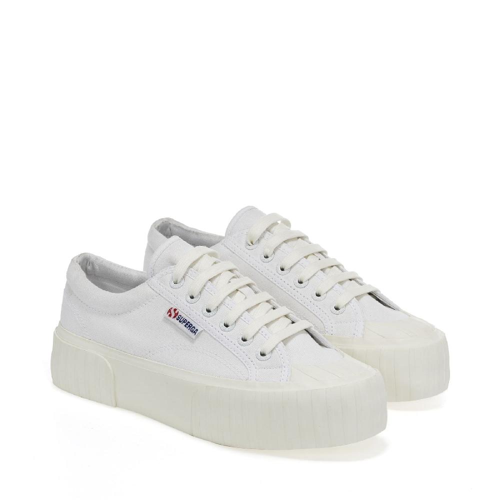 Superga 2631 STRIPE PLATFORMWHITE-WHITE AVORIO Promozione Limitata