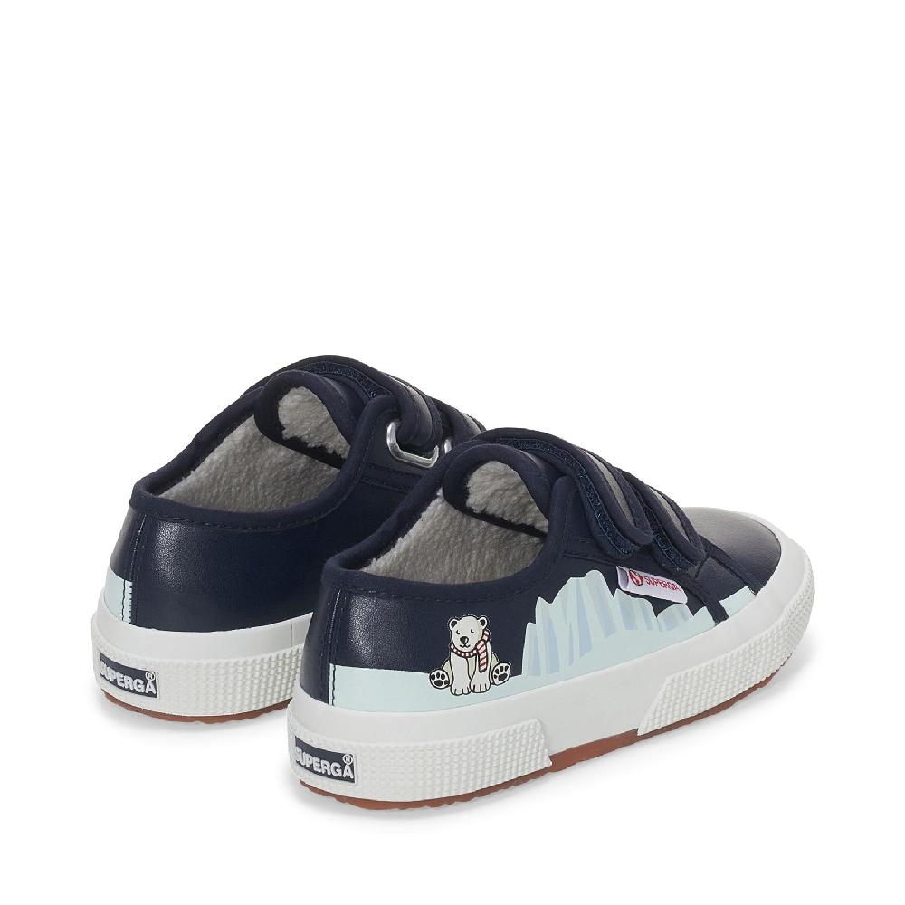 Superga 2750 KIDS STRAPS VEGAN MATERIAL POLAR BEARBLUE NAVY-POLAR BEAR In Vendita
