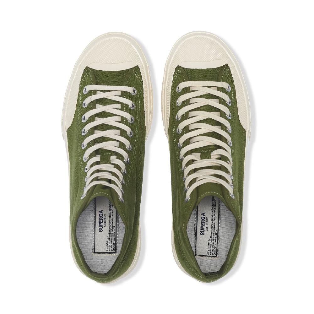 Superga 2433 WORKS HIGH CUT COTTON CANVASGREEN-OFF WHITE Italy