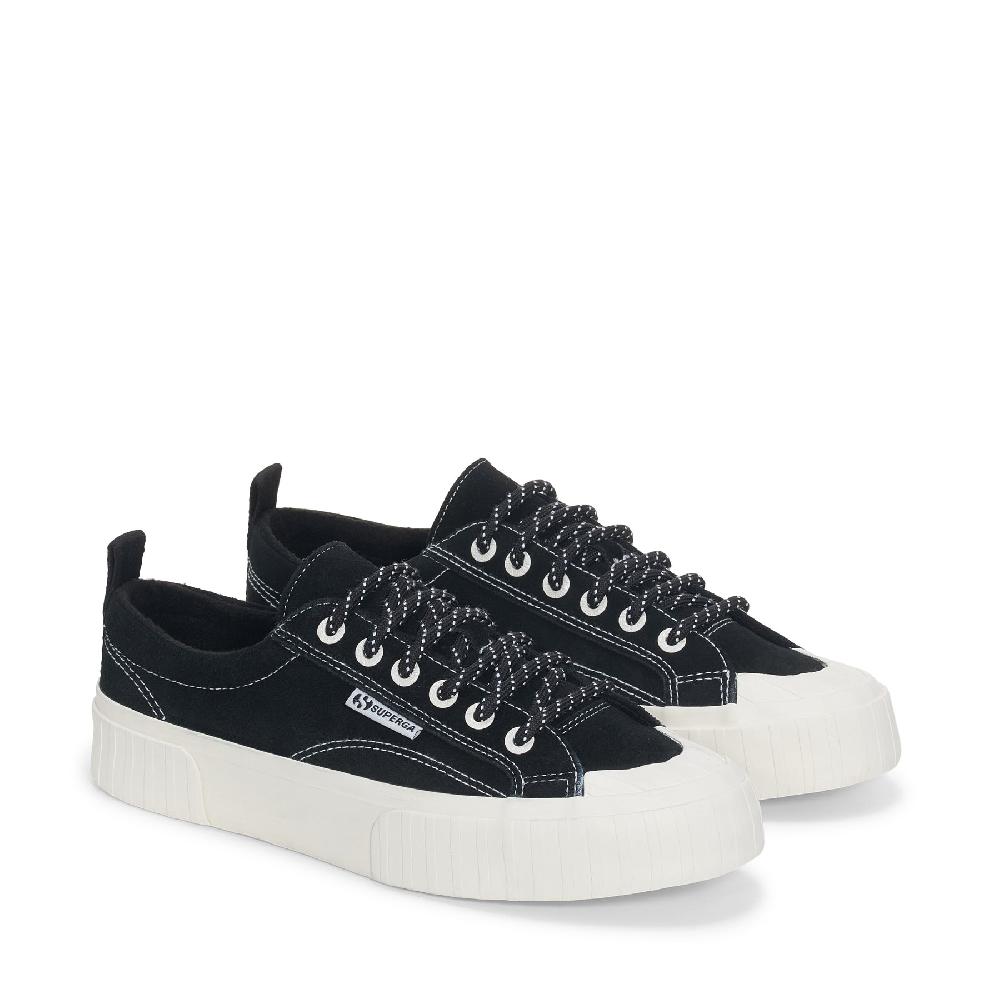 Superga 2630 STRIPE SUEDE CONTRAST STITCHINGBLACK-WHITE AVORIO-FAVORIO Shopping Online
