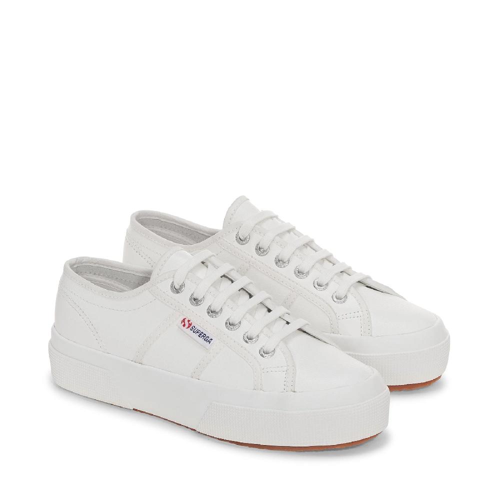 Superga 2740 PLATFORM TUMBLED LEATHERWHITE Qualità