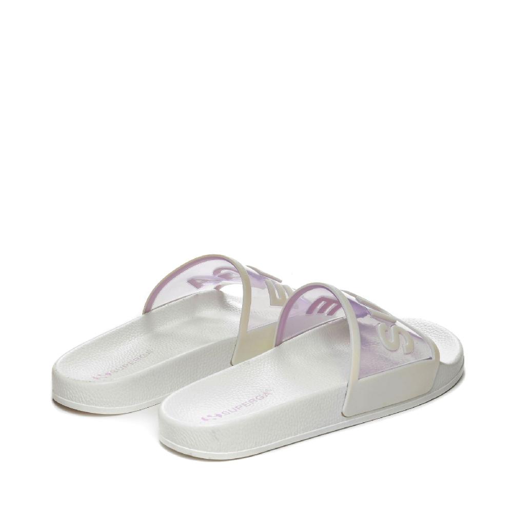 Superga 1908 SLIDES CLEAR IDENTITYWHITE AVORIO-VIOLET LILLA Qualità Garantita