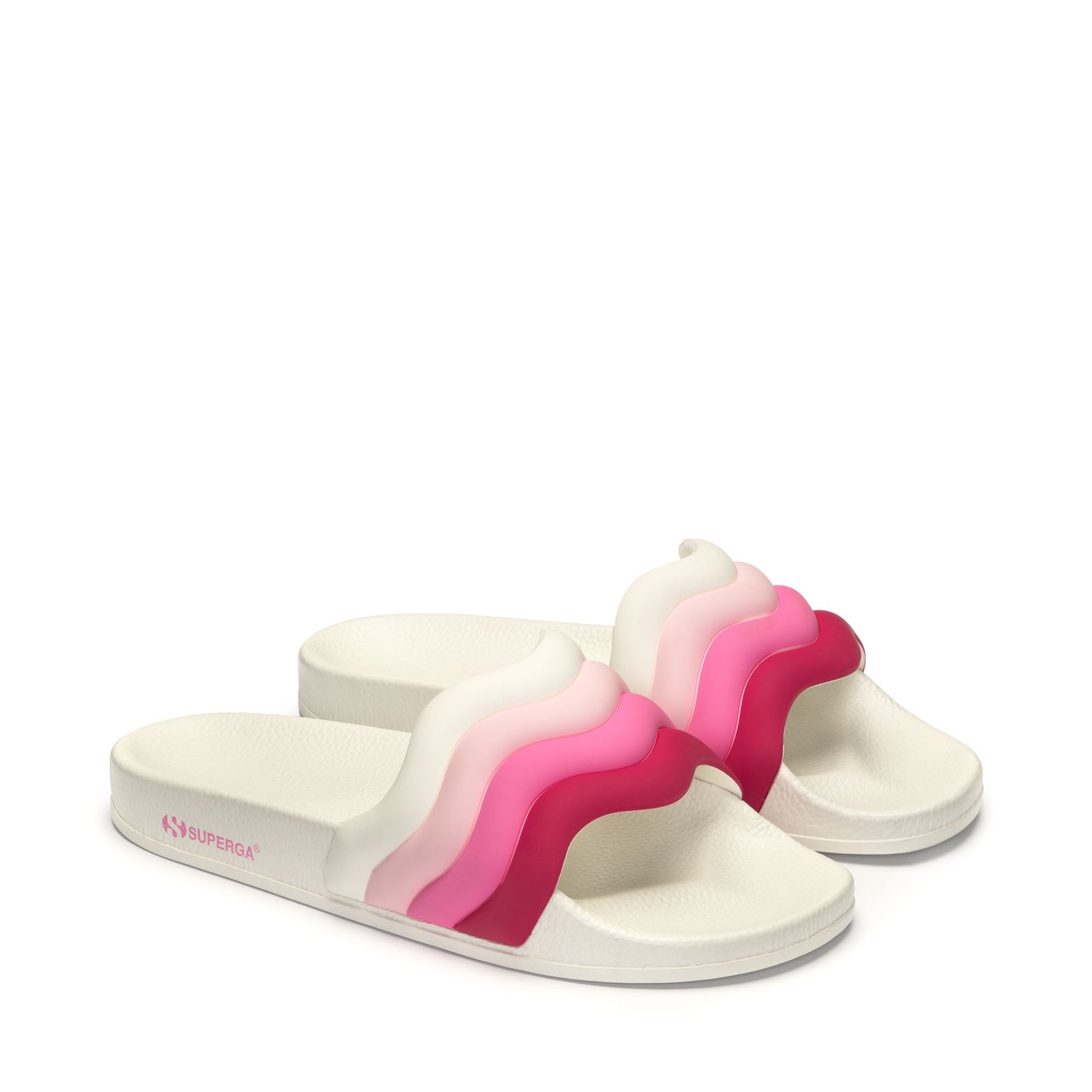 Superga 1908 SLIDES CURLY PADDED STRIPESWHITE-SHADED PINK Convenienza