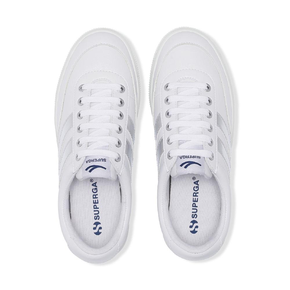 Superga 2740 PLATFORM BLOCKS MIRROR SYNTHETIC MATERIALWHITE-SILVER Moda