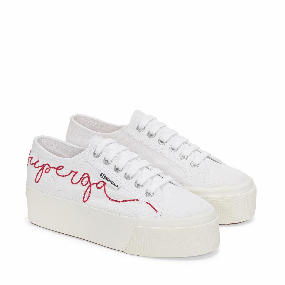 Superga 2790 RED EMBROIDERYWHITE-RED FLAME FAVORIO Negozi Online