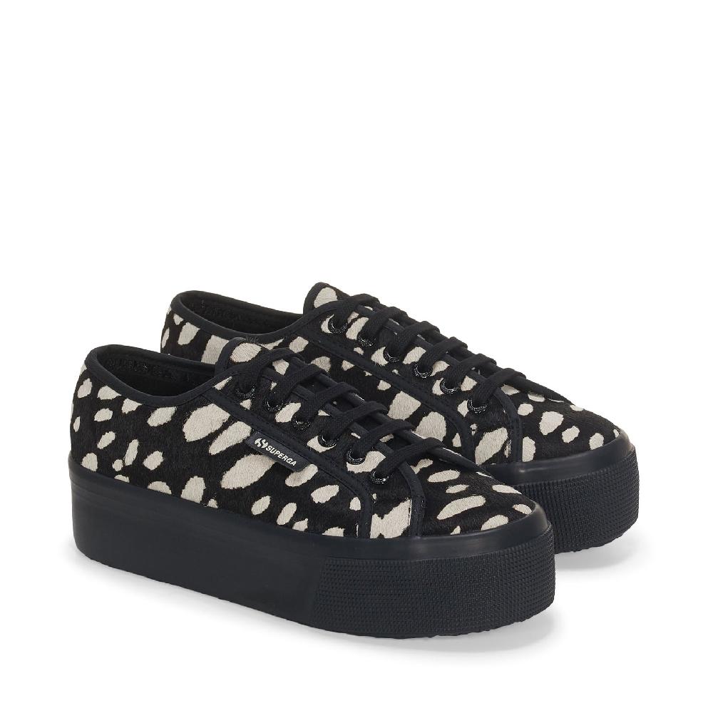 Superga 2790 DK DALMATIAN CALF HAIRBLACK-BEIGE Consegna Veloce