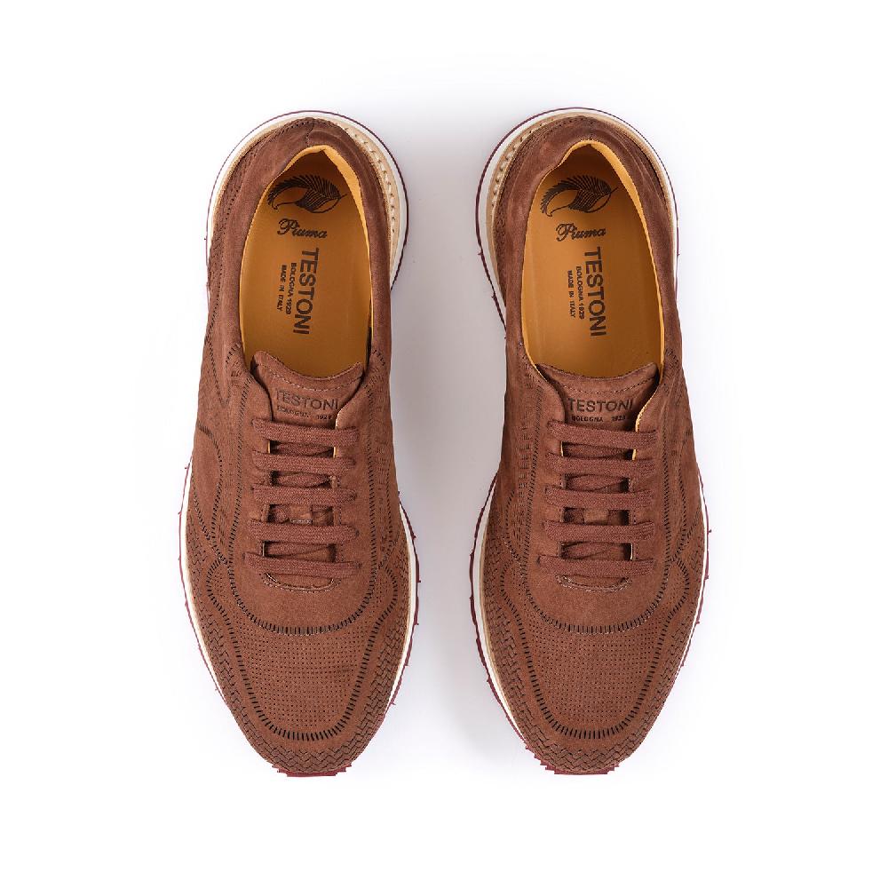A.Testoni MOENA SNEAKER NUBUK CALF LASERATO SPINA Vendita Economica