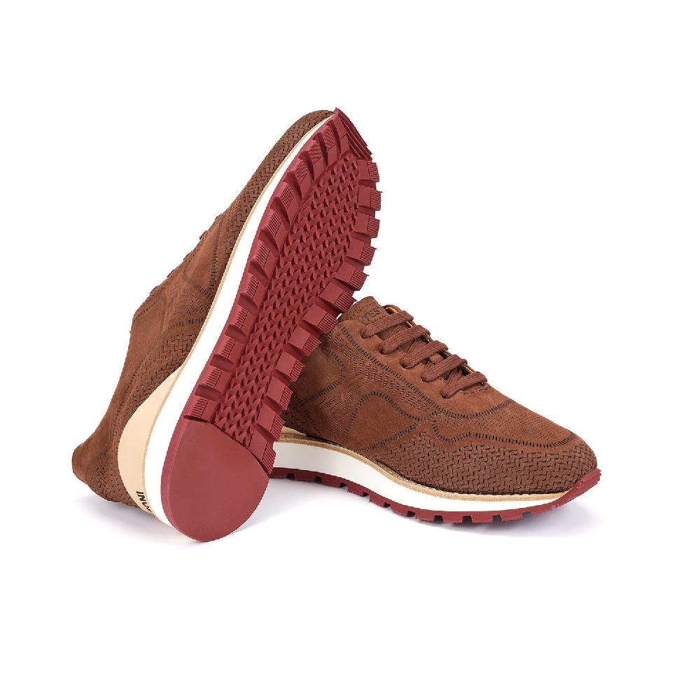 A.Testoni MOENA SNEAKER NUBUK CALF LASERATO SPINA Vendita Economica
