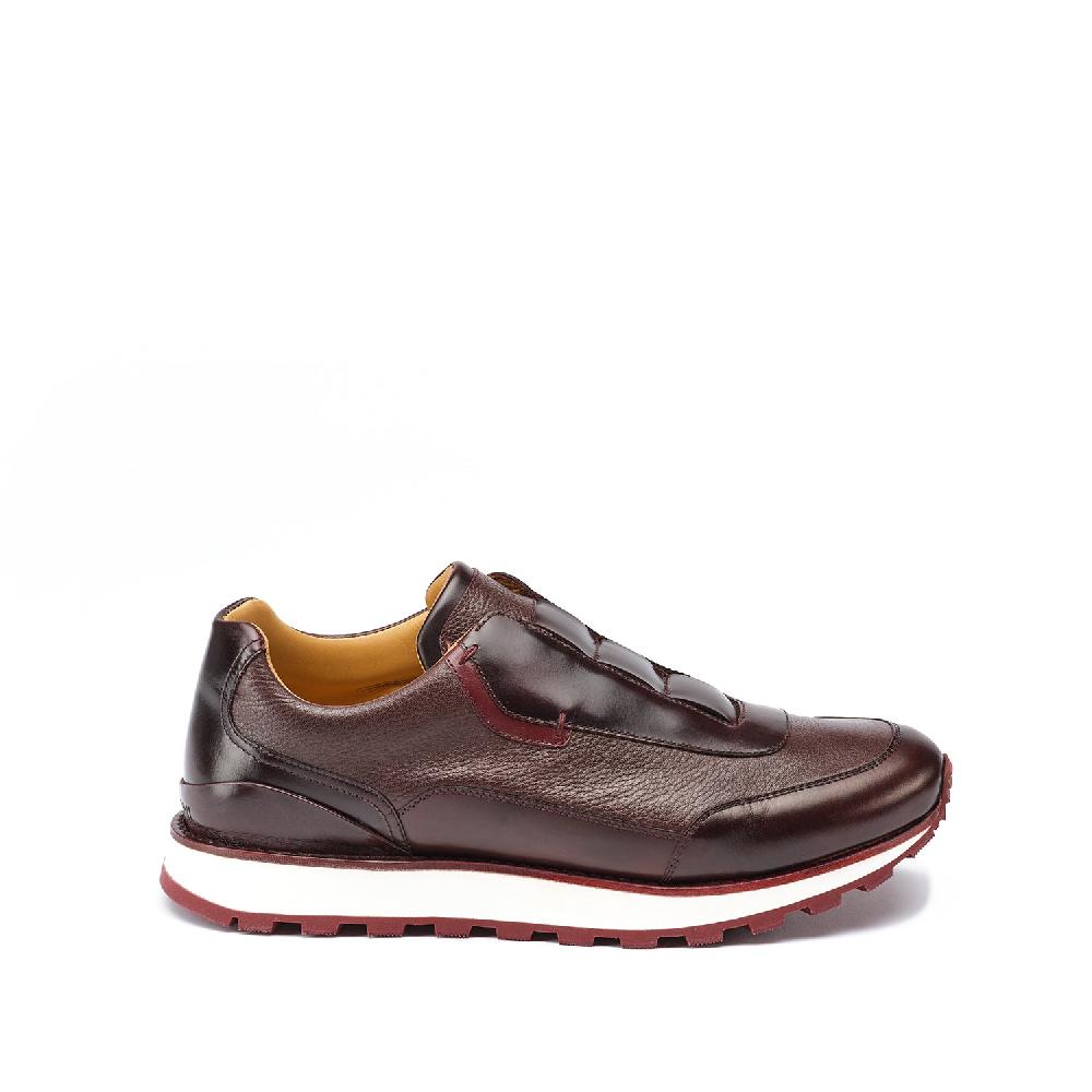 A.Testoni MOENA SNEAKER ROYAL CALF + GRAINED CALF ° Saldi Di Fabbrica