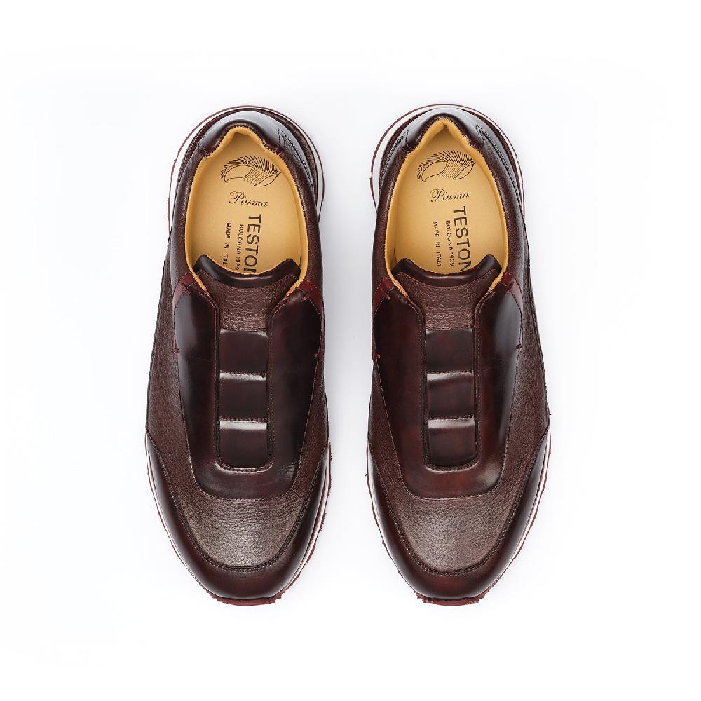 A.Testoni MOENA SNEAKER ROYAL CALF + GRAINED CALF ° Saldi Di Fabbrica