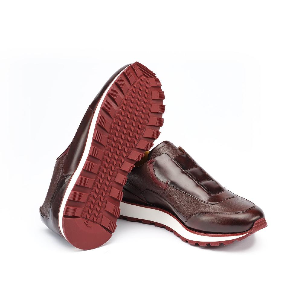 A.Testoni MOENA SNEAKER ROYAL CALF + GRAINED CALF ° Saldi Di Fabbrica