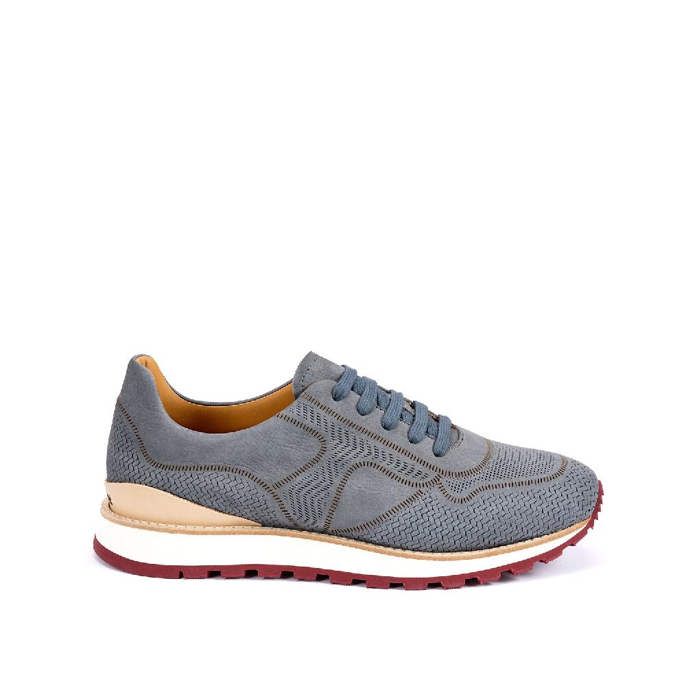 A.Testoni MOENA SNEAKER NUBUK CALF LASERATO SPINA In Saldo