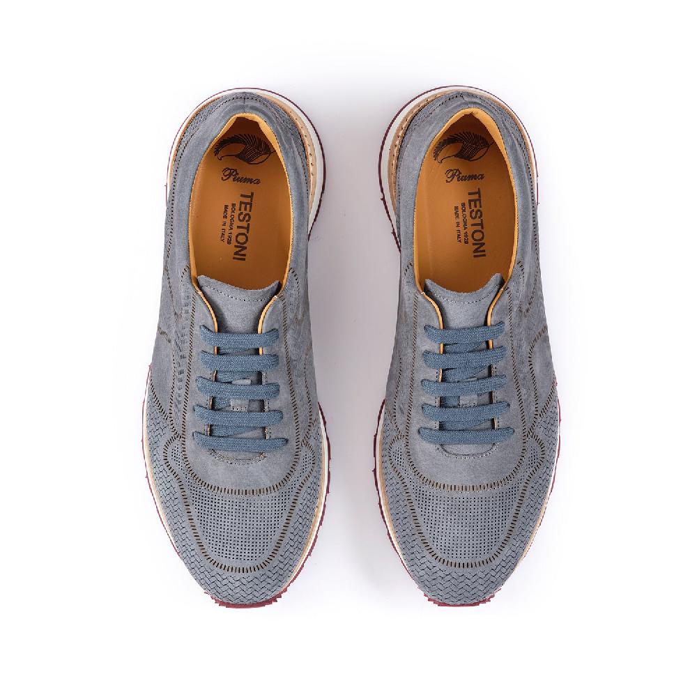 A.Testoni MOENA SNEAKER NUBUK CALF LASERATO SPINA In Saldo
