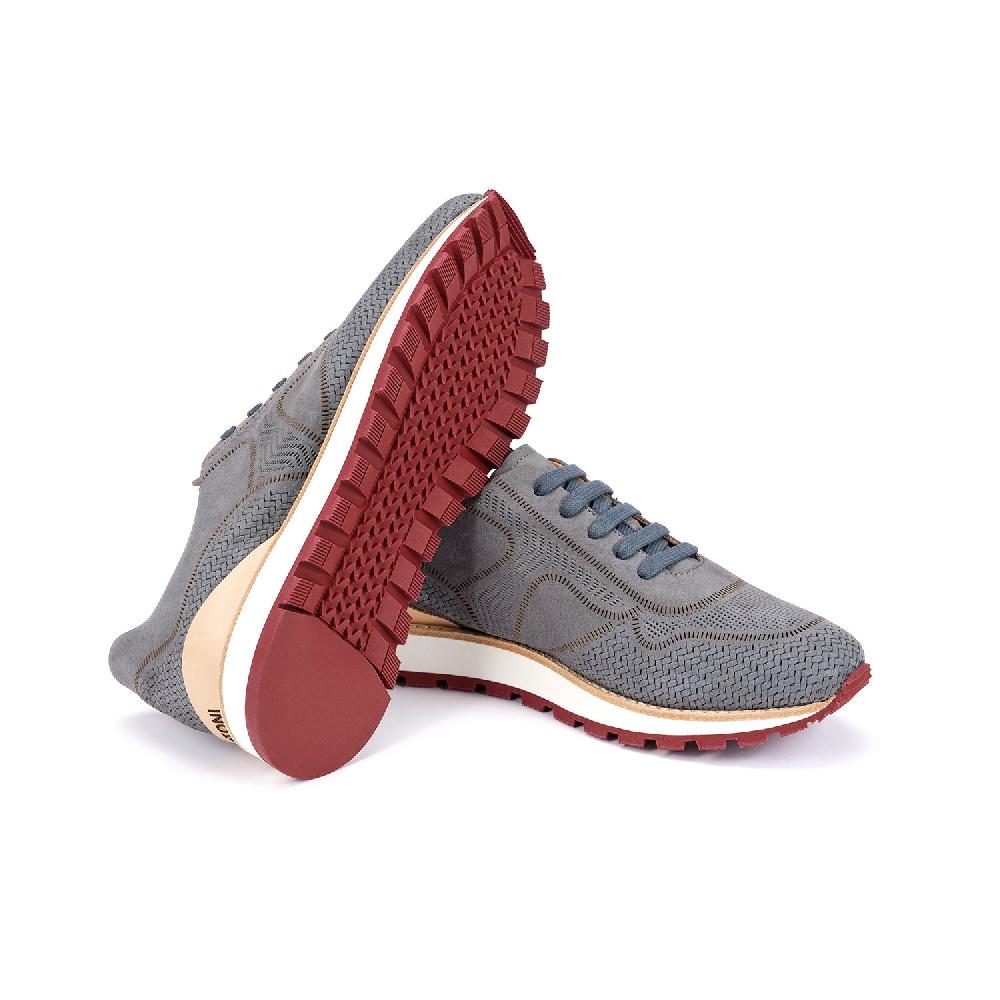 A.Testoni MOENA SNEAKER NUBUK CALF LASERATO SPINA In Saldo
