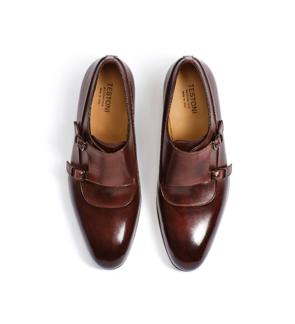 A.Testoni SANT'EULALIA LEATHER MONK STRAP Qualità