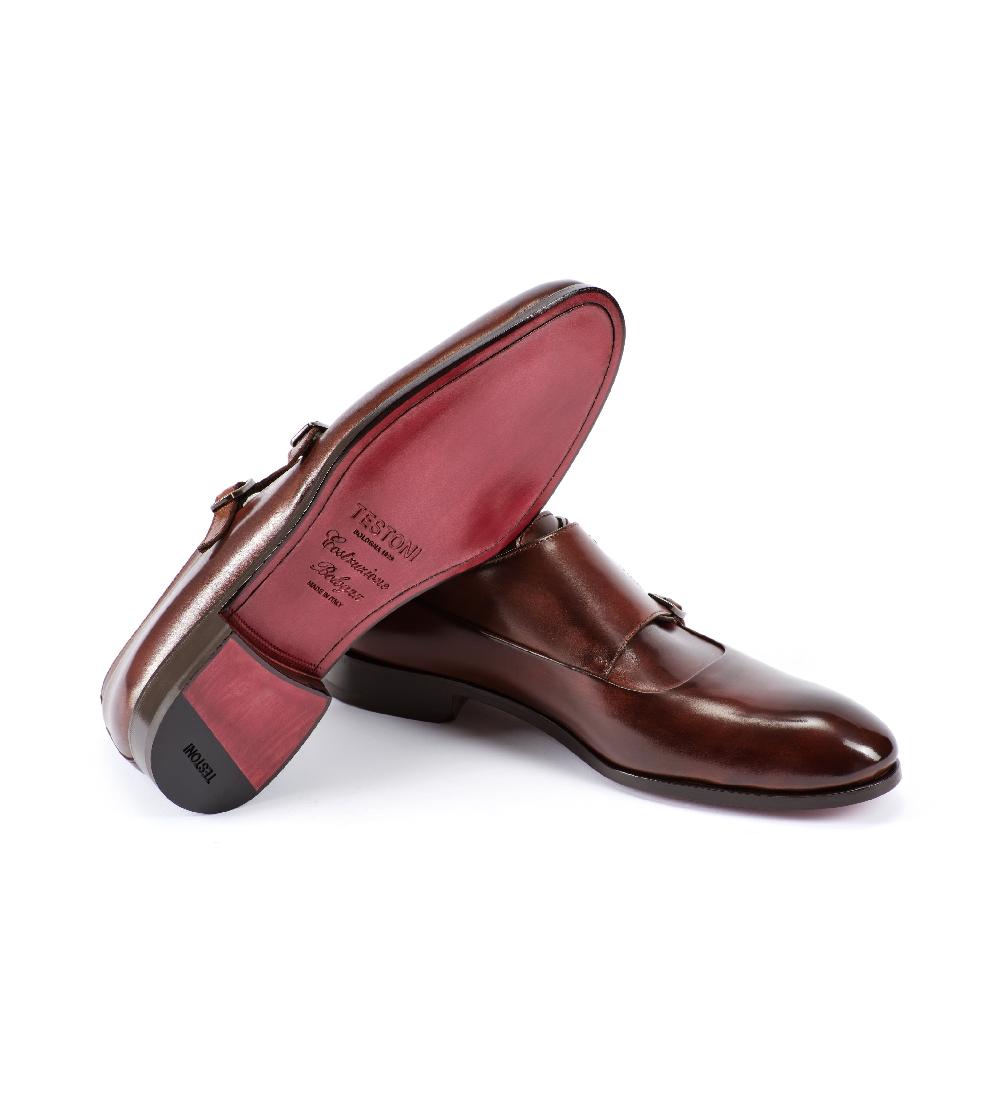 A.Testoni SANT'EULALIA LEATHER MONK STRAP Qualità