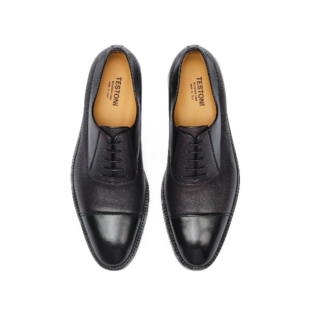 A.Testoni VALDOBBIADENE P.RAPID OXFORD TOP CALF+ ANTIQUE CAVIAR CALF ° Promozione Limitata