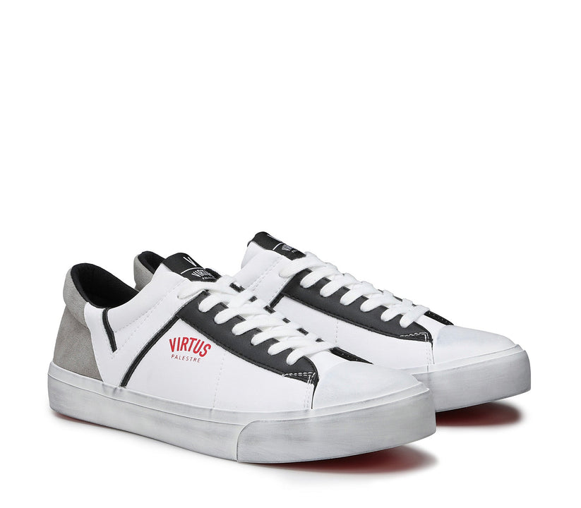 ﻿VIRTUS PALESTRE Rubby Low Leather/Suede white/Grey Offerte
